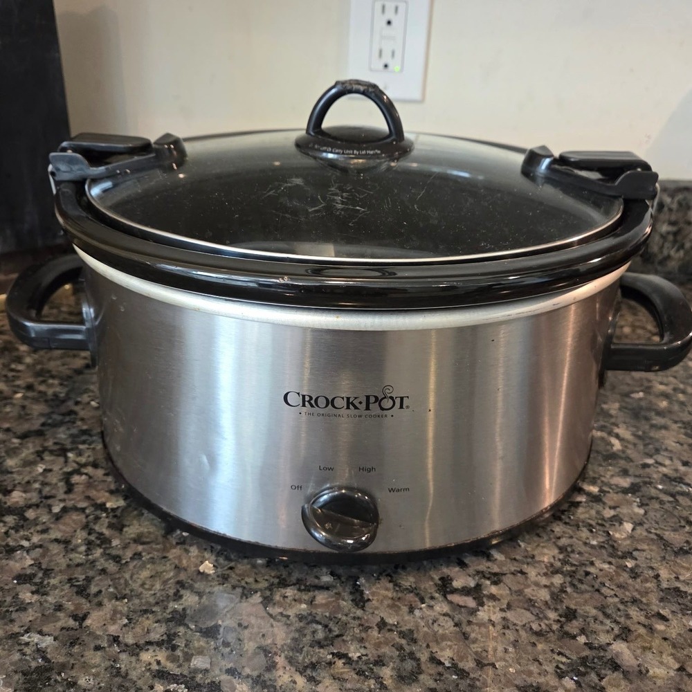 Crock-Pot Cook & Carry Slow Cooker Stainless Steel Manual 6 Quart Silver Black